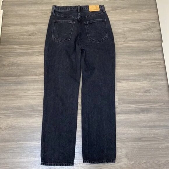 ARITZIA DENIM FORUM Joni Hi-Rise Loose Jean Black Wash Distress Rips 25x29L - Picture 11 of 16
